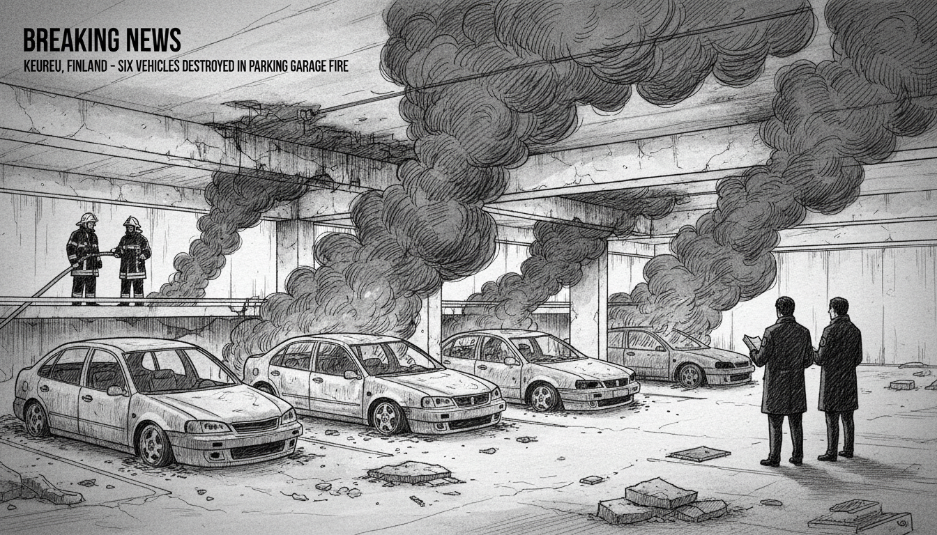 Six Vehicles Destroyed in Keuruu Parking Garage Fire