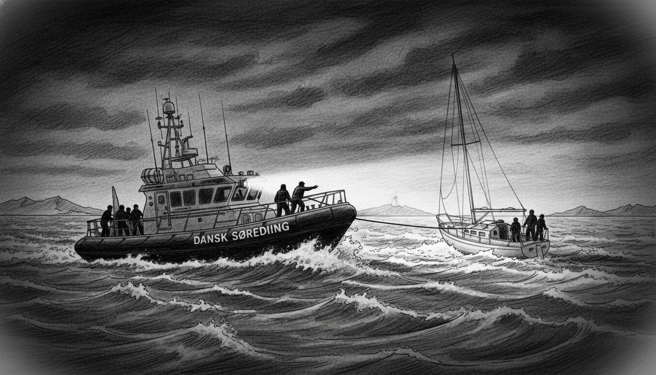 Rescue Boat Saves Sailboat in Rough Seas and Darkness