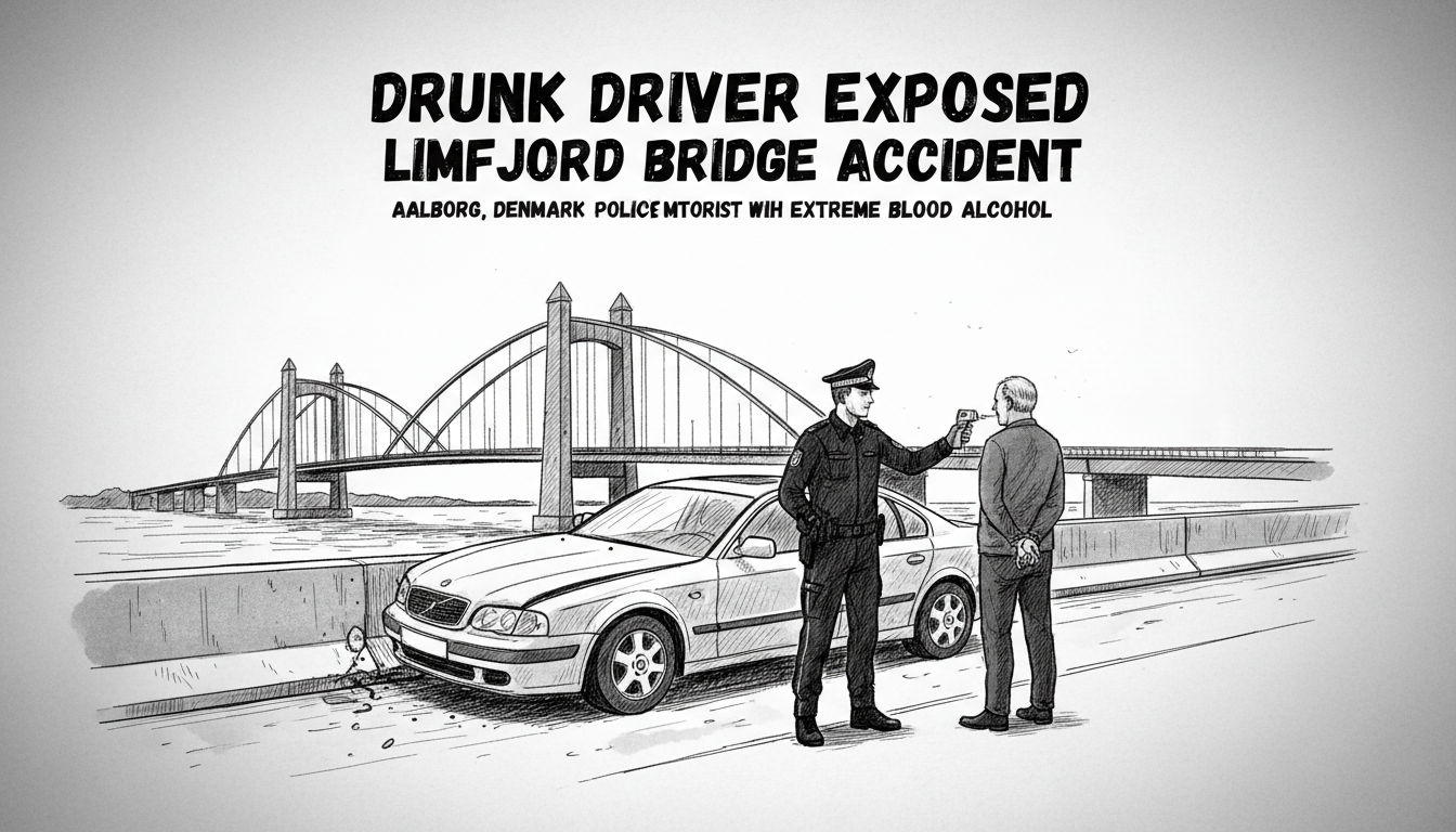 Drunk Driver Exposed After Limfjord Bridge Accident in Aalborg