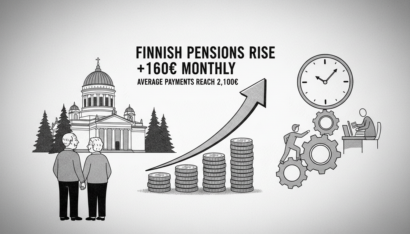 Finnish Pensions Rise by 160 Euros Monthly in Third Quarter