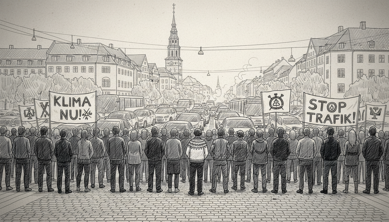Climate Activists Block Copenhagen Intersection Creating Traffic Delays