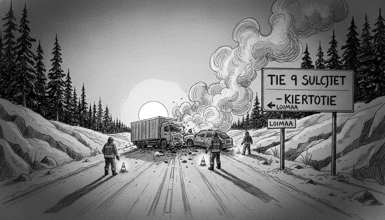 Serious Two-Vehicle Crash Closes Highway 9 Near Loimaa