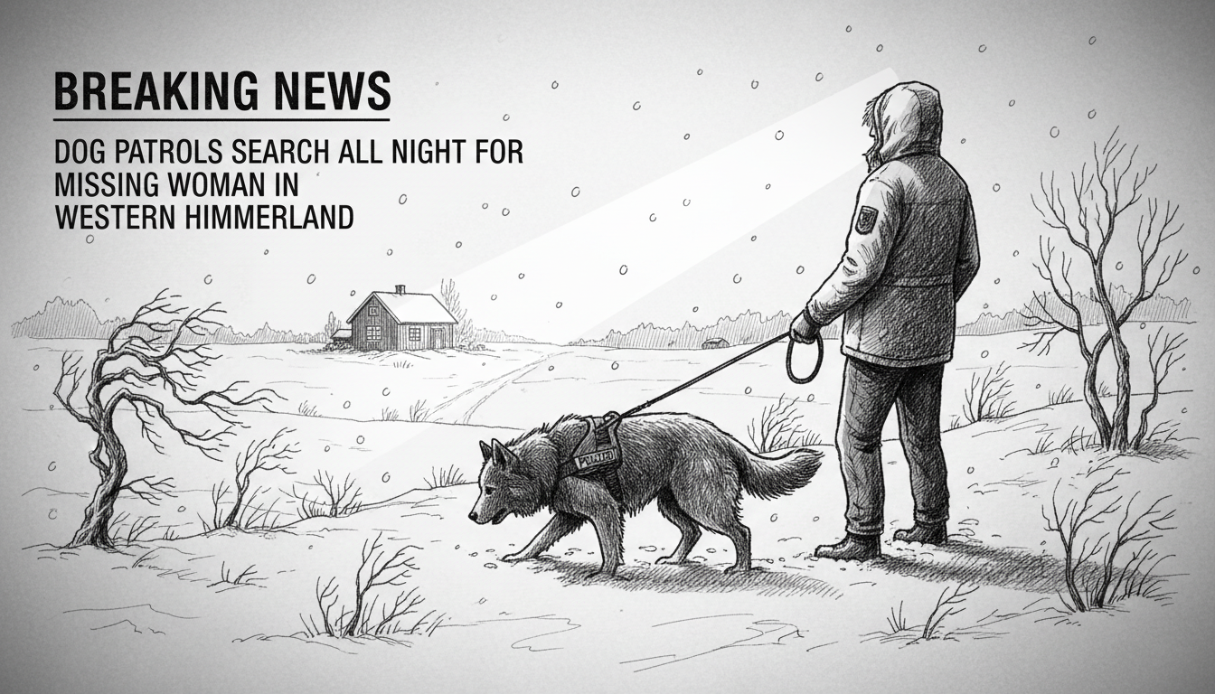 Dog Patrols Search All Night for Missing Woman in Western Himmerland