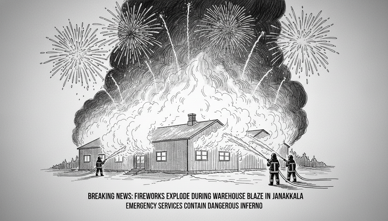 Fireworks Explode During Warehouse Blaze in Janakkala