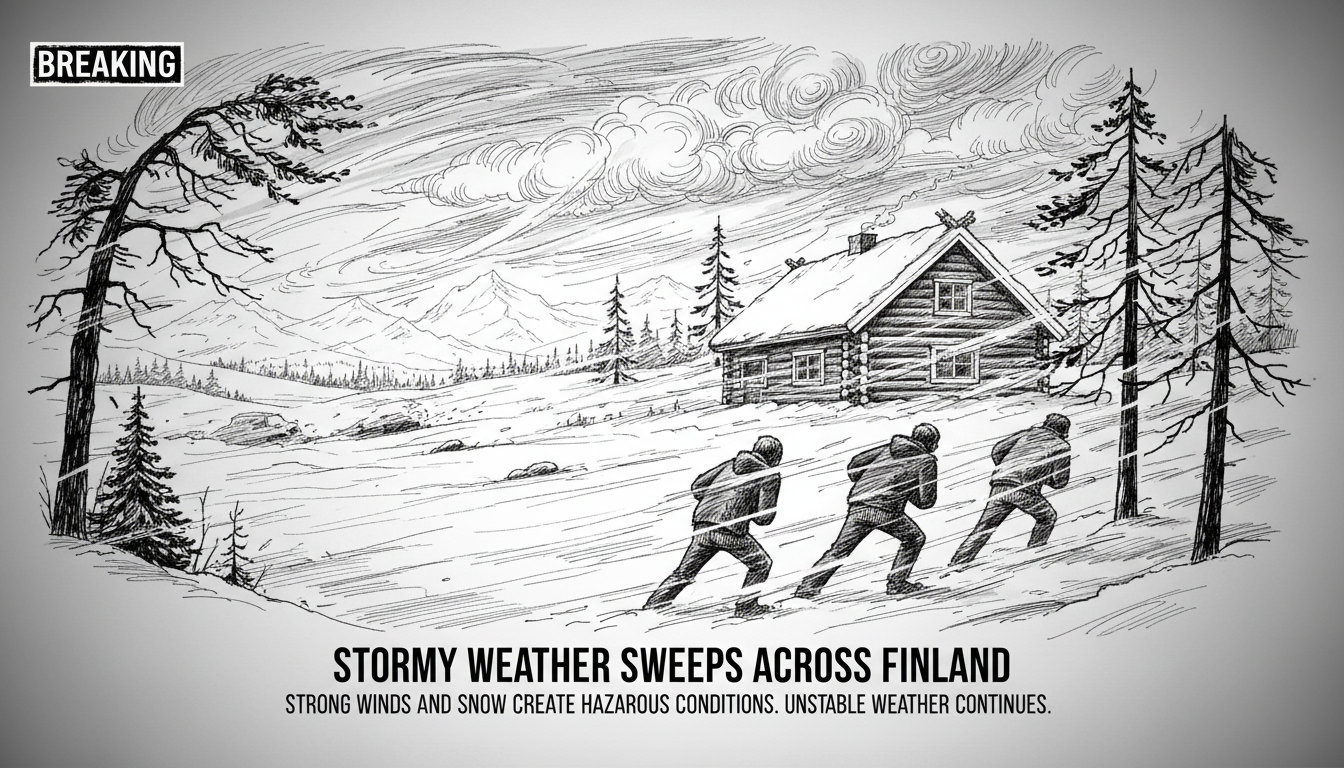 Stormy Weather Sweeps Across Finland with Strong Winds and Snow