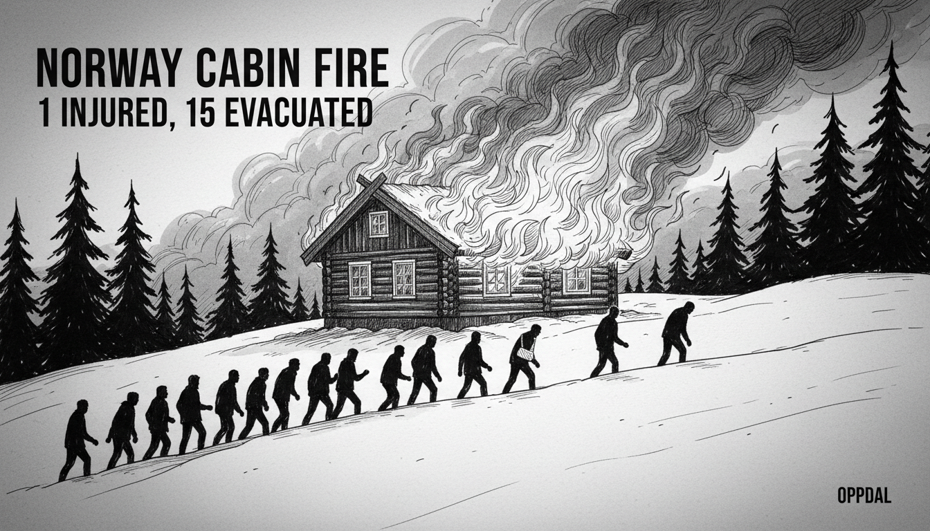 Norway Cabin Fire: 1 Injured, 15 Evacuated in Oppdal