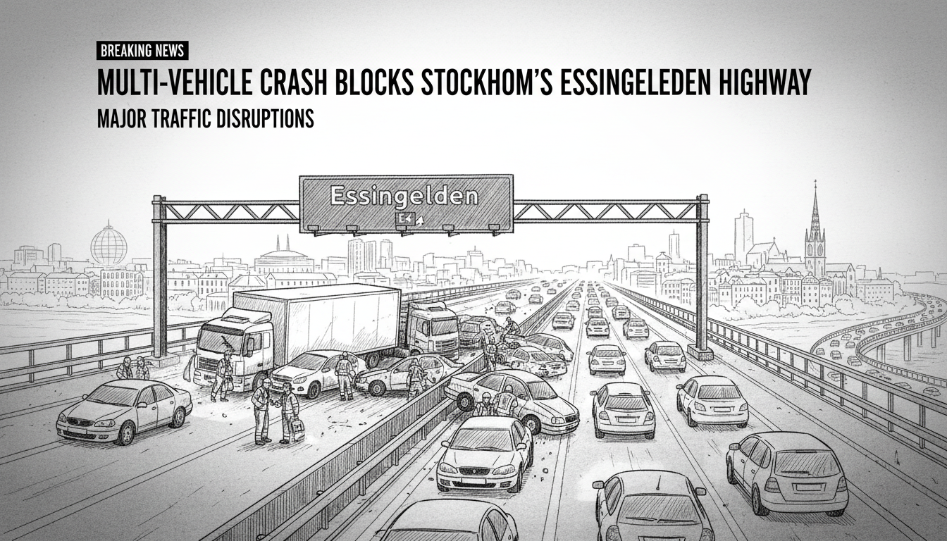 Multi-Vehicle Crash Blocks Stockholm's Essingeleden Highway