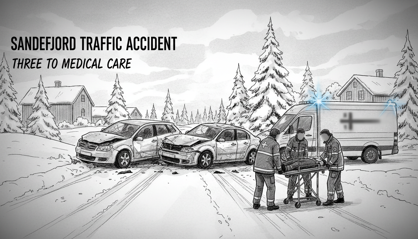 Traffic Accident in Sandefjord Sends Three to Medical Care