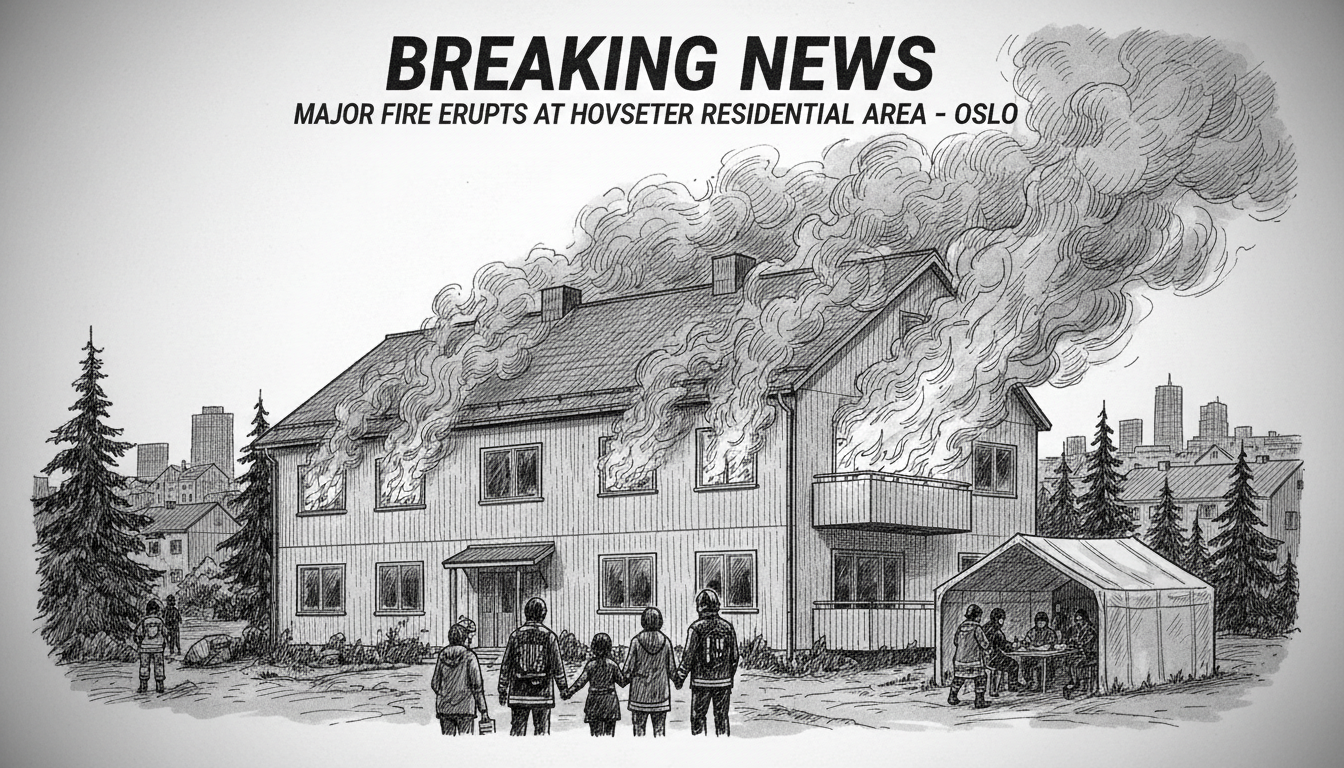 Major Fire Erupts at Hovseter Residential Area in Oslo