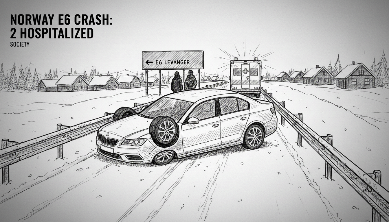 Norway E6 Crash: 2 Hospitalized in Levanger