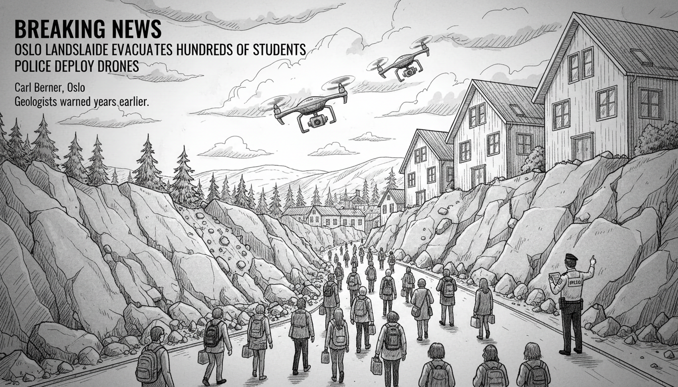 Oslo Landslide Evacuates Hundreds of Students - Police Deploy Drones