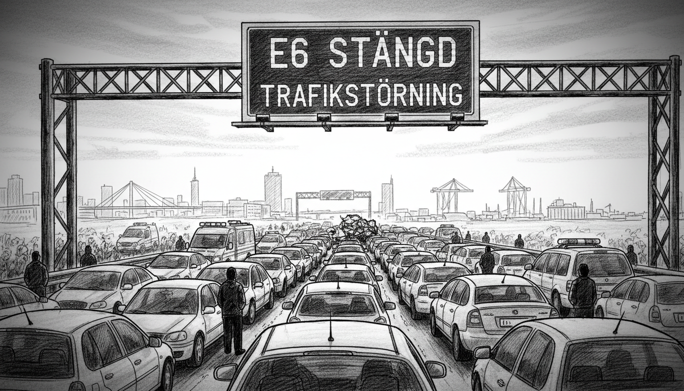 Major Traffic Disruption on E6 Highway Near Gothenburg
