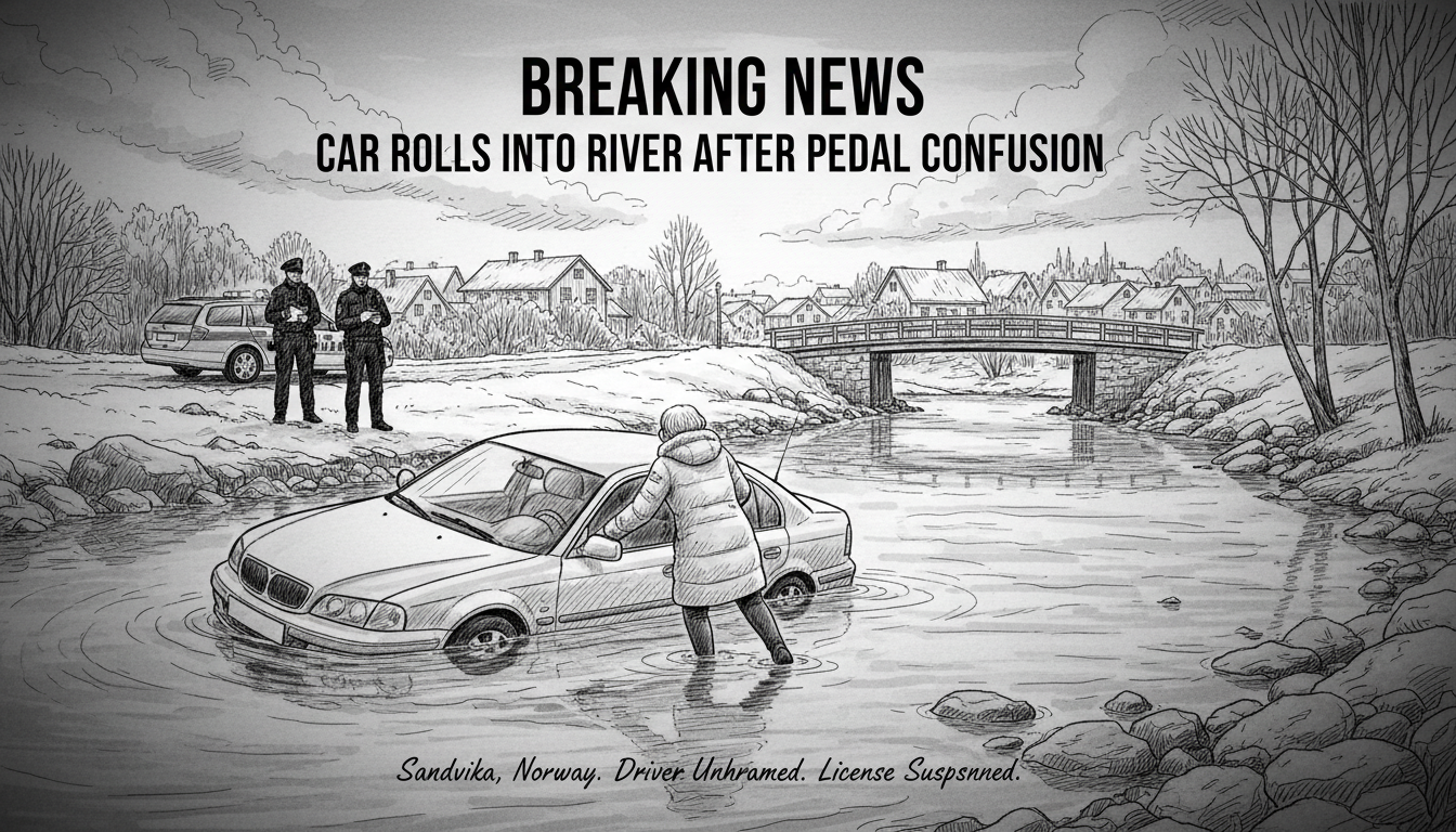 Car Rolls Into River After Driver Confuses Gas and Brake Pedals
