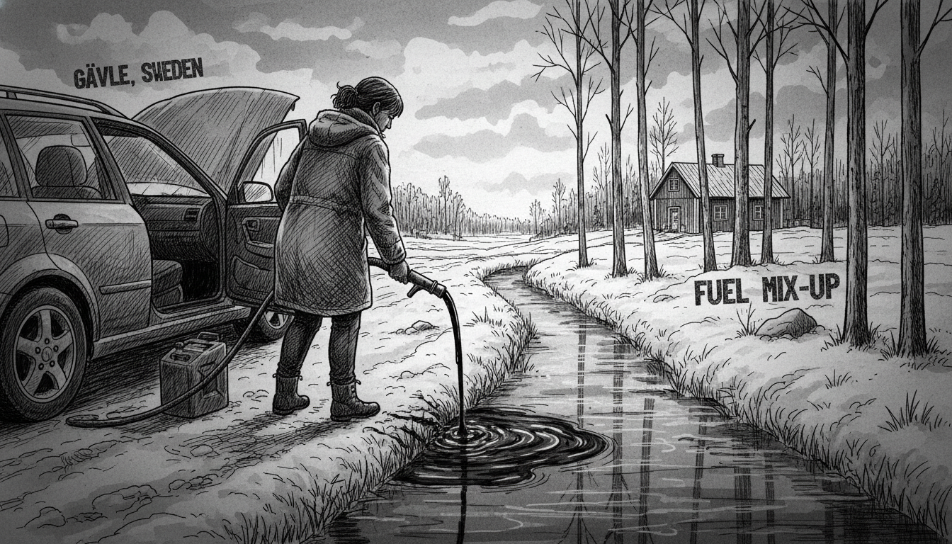 Woman Pours Gasoline in Ditch After Fuel Mix-Up