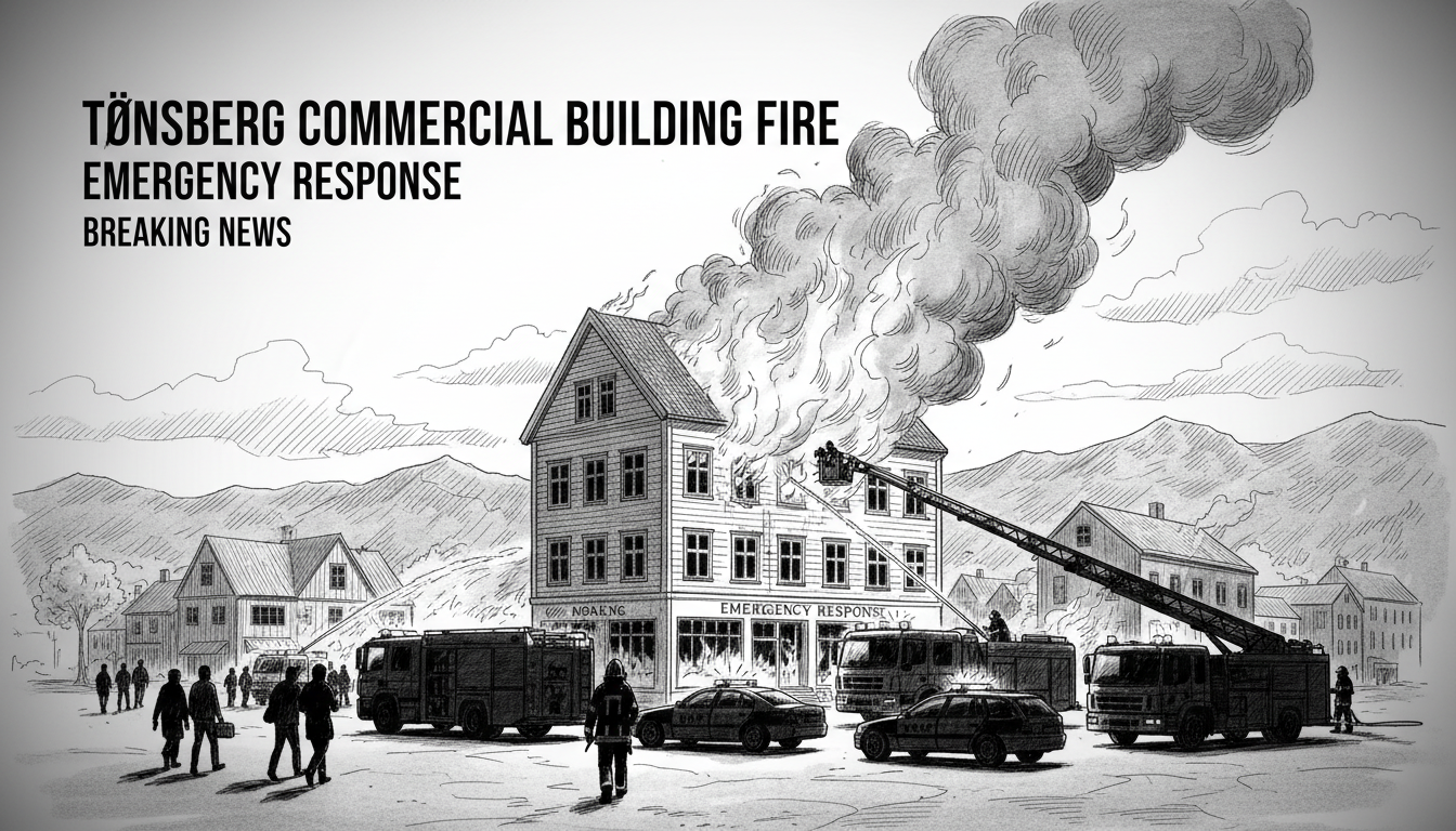 Commercial Building Fire in Tønsberg Prompts Emergency Response
