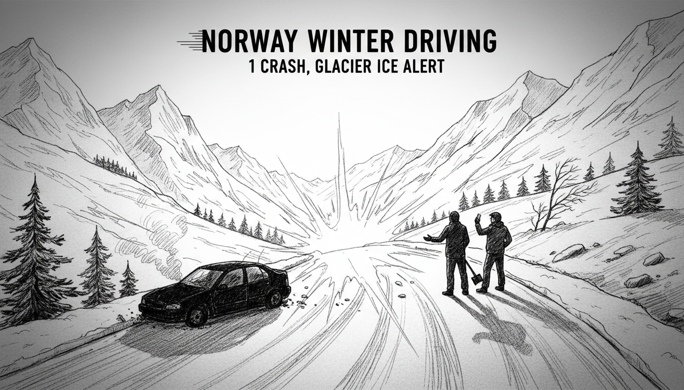 Norway Winter Driving: 1 Crash, Glare Ice Alert