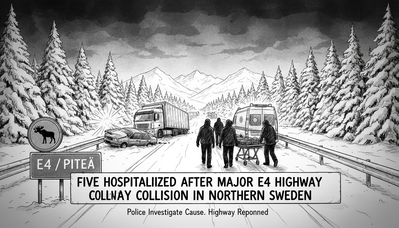 Five Hospitalized After Major E4 Highway Collision in Northern Sweden