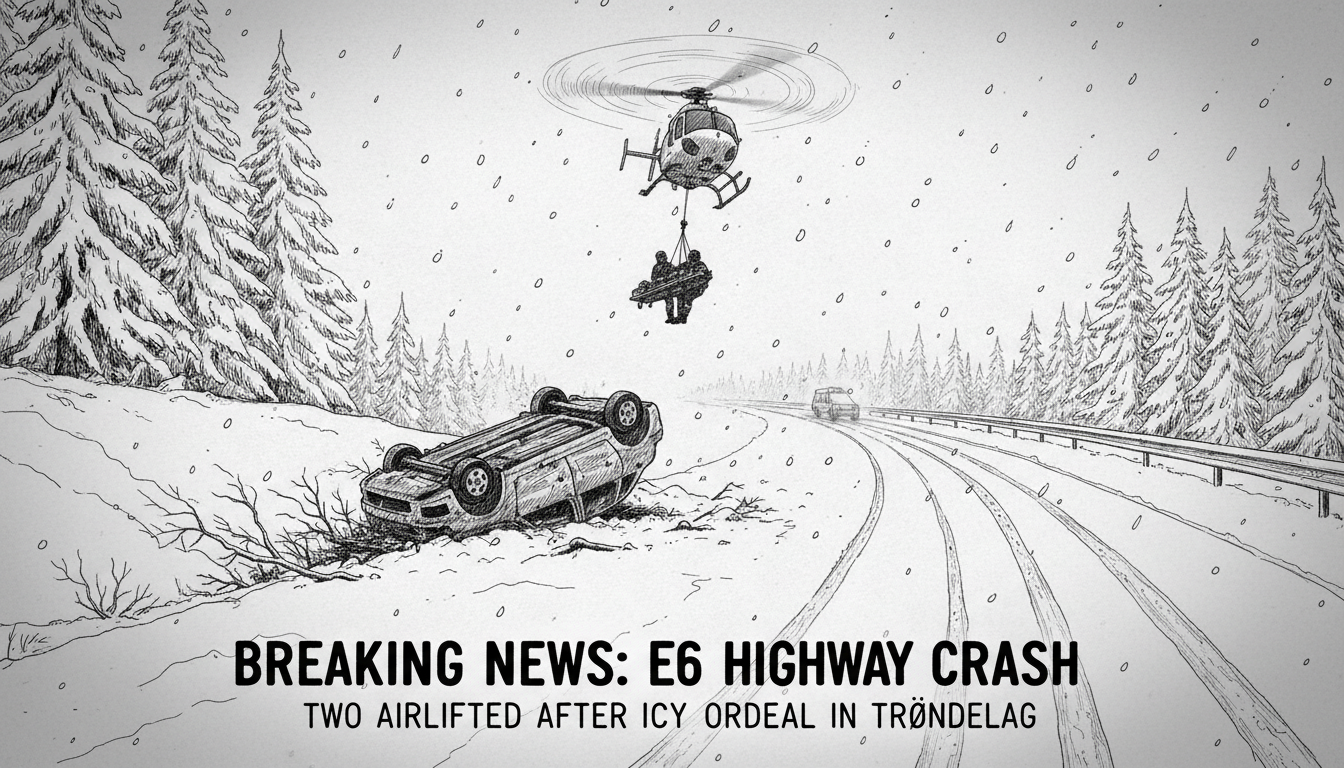 Two People Airlifted After Car Crash on E6 Highway in Trøndelag