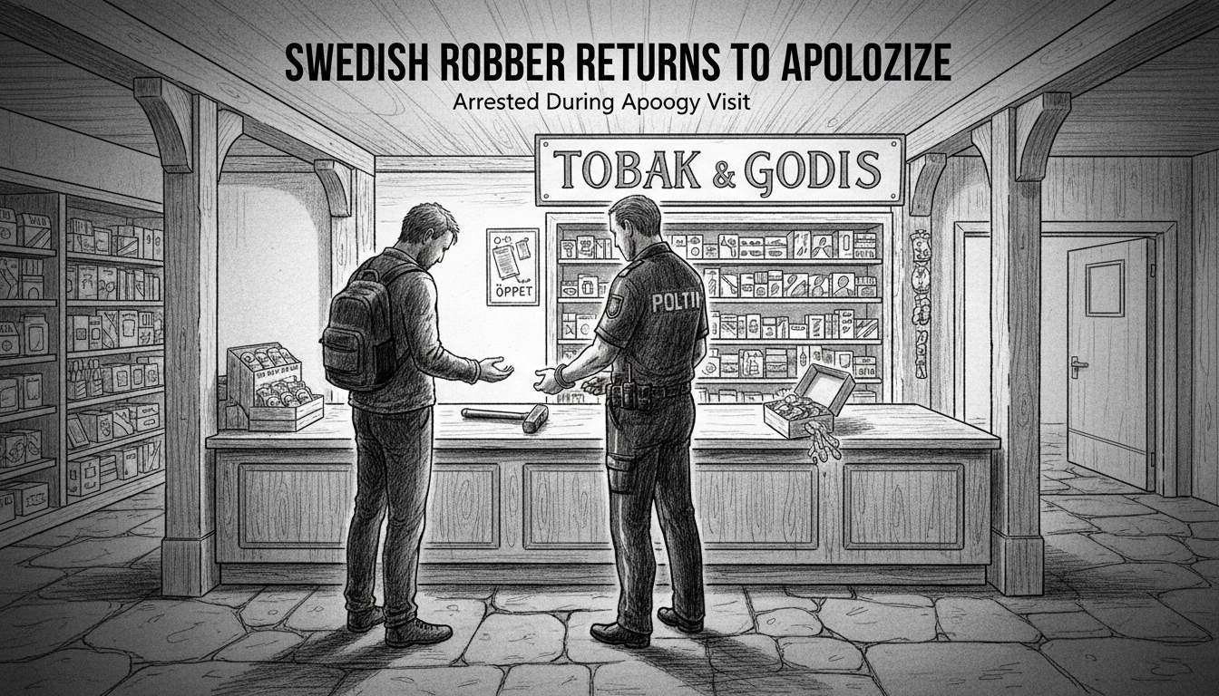Armed Robber Returns to Swedish Store to Apologize