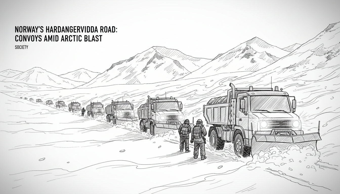 Norway's Hardangervidda Road: Convoys Amid Arctic Blast