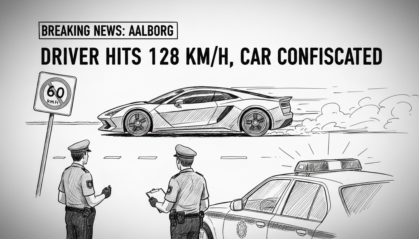 Driver Hits 128 km/h in 60 Zone, Car Confiscated in Aalborg