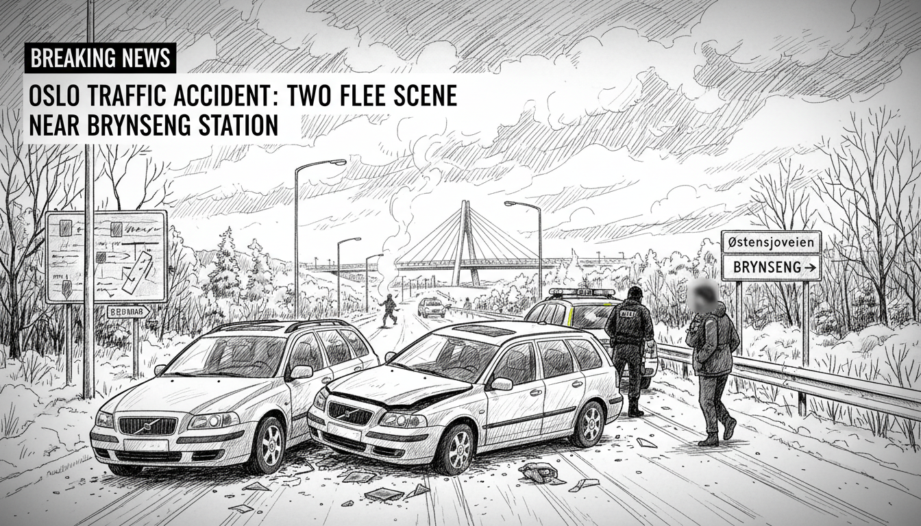 Two Flee Scene After Oslo Traffic Accident Near Brynseng Station