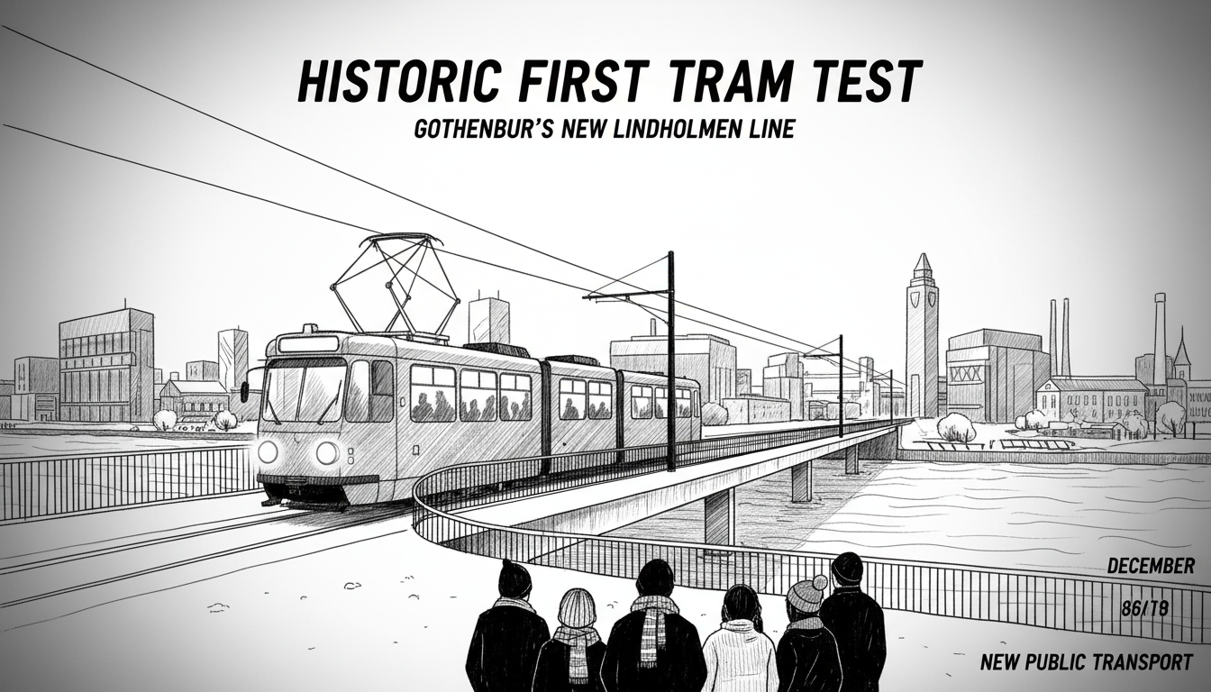 Historic First Tram Test on Gothenburg's New Lindholmen Line