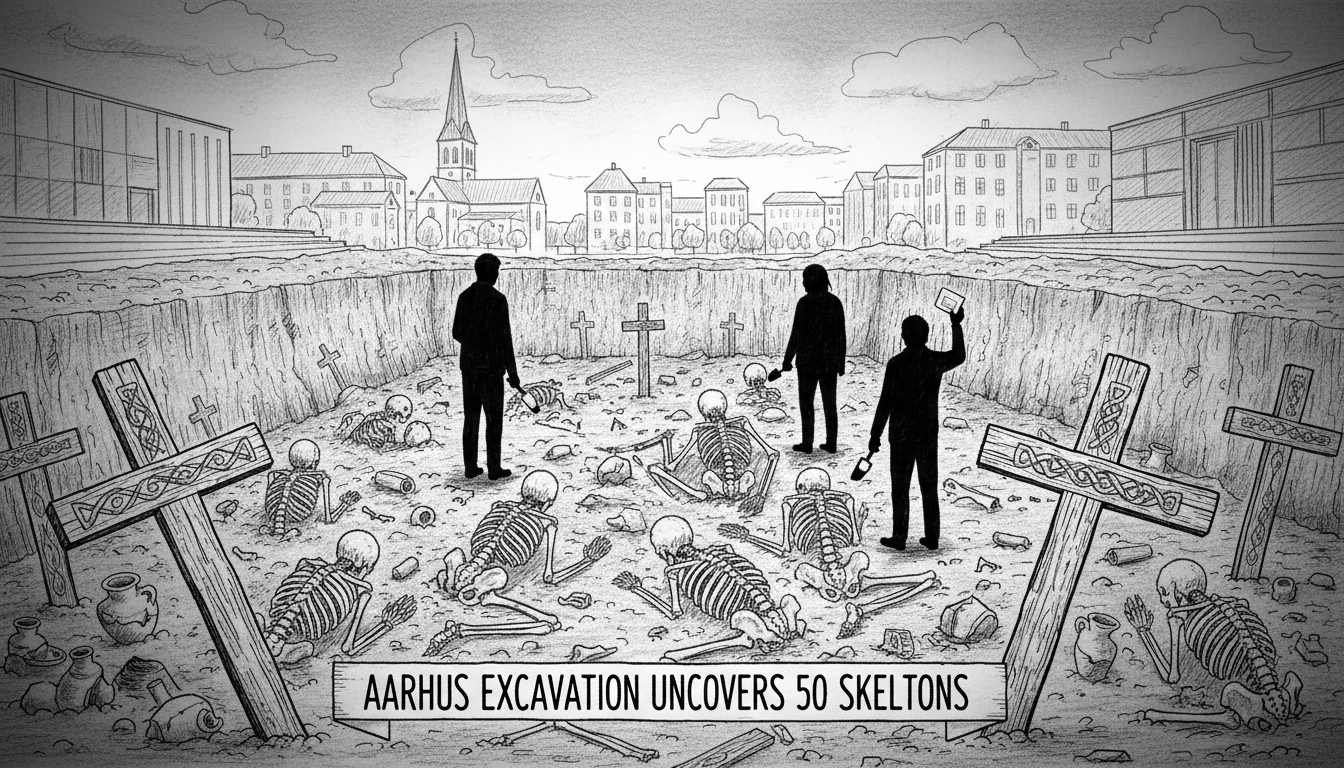 Archaeologists Uncover 50 Skeletons During Aarhus Excavation