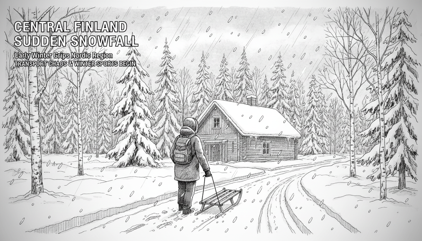 Central Finland Blanketed in Sudden Snowfall