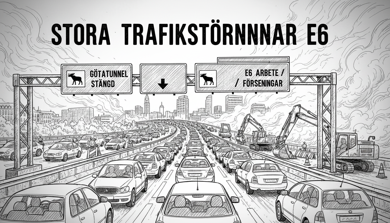 Major Traffic Delays on Gothenburg's E6 Highway During Roadworks