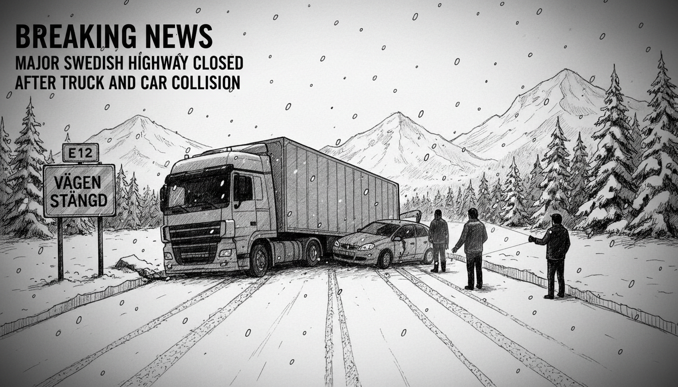 Major Swedish Highway Closed After Truck and Car Collision