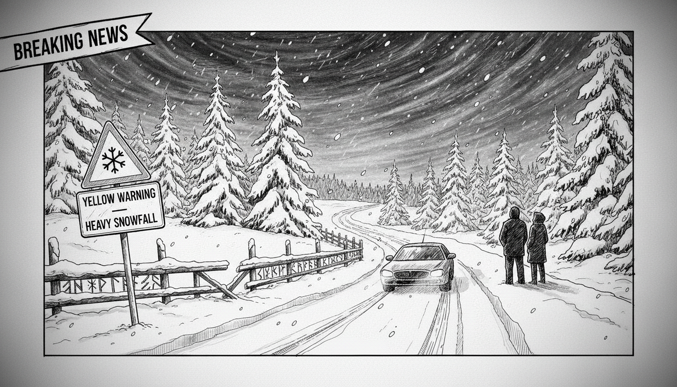 Yellow Warning for Heavy Snowfall in Western Sweden