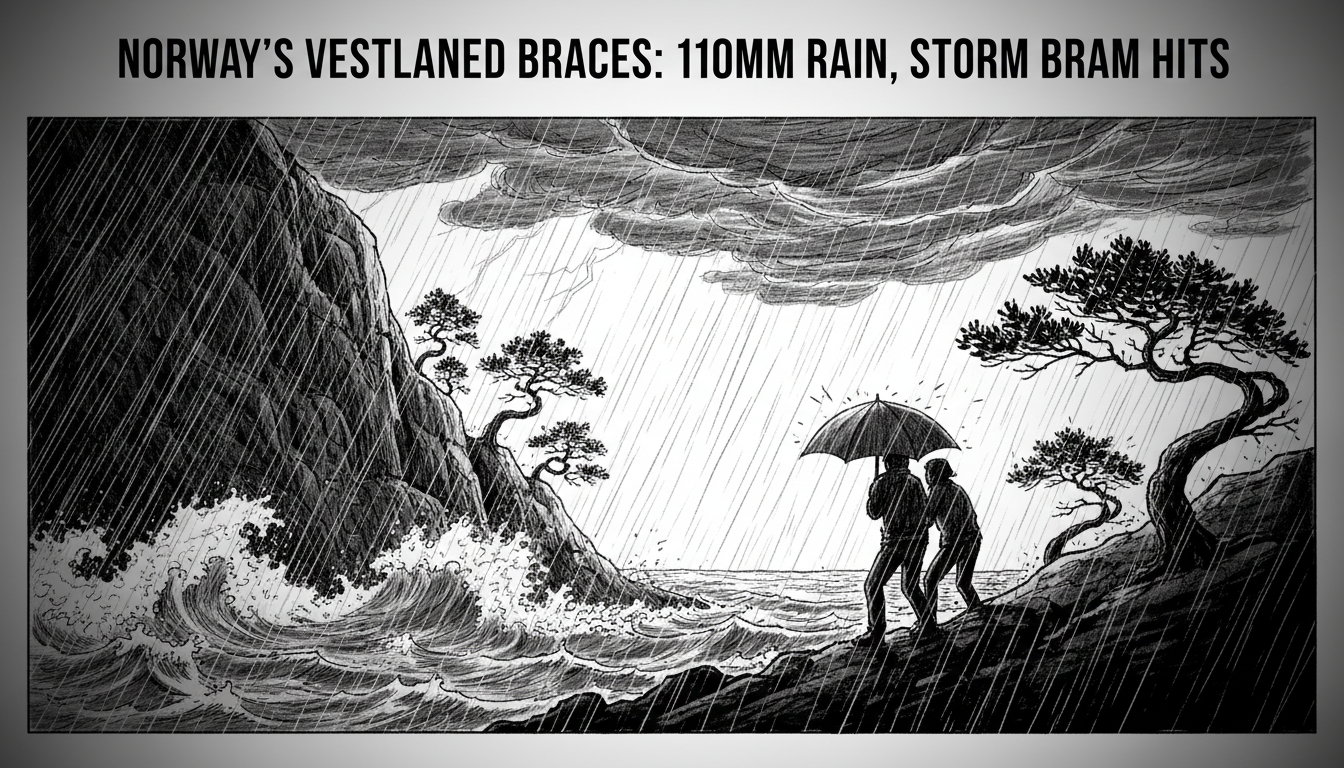 Norway's Vestlandet Braces: 110mm Rain, Storm Bram Hits