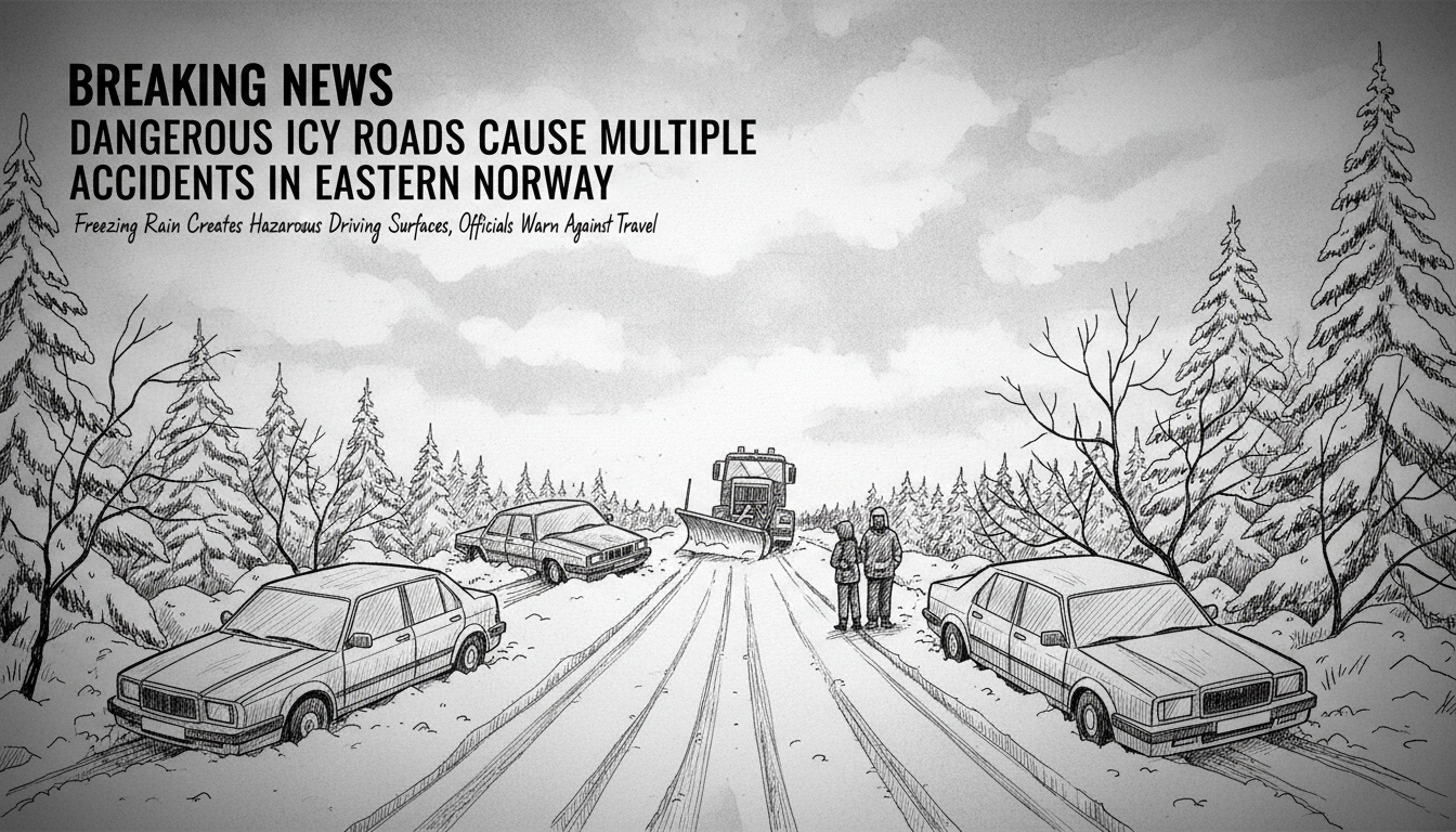 Dangerous Icy Roads Cause Multiple Accidents in Eastern Norway