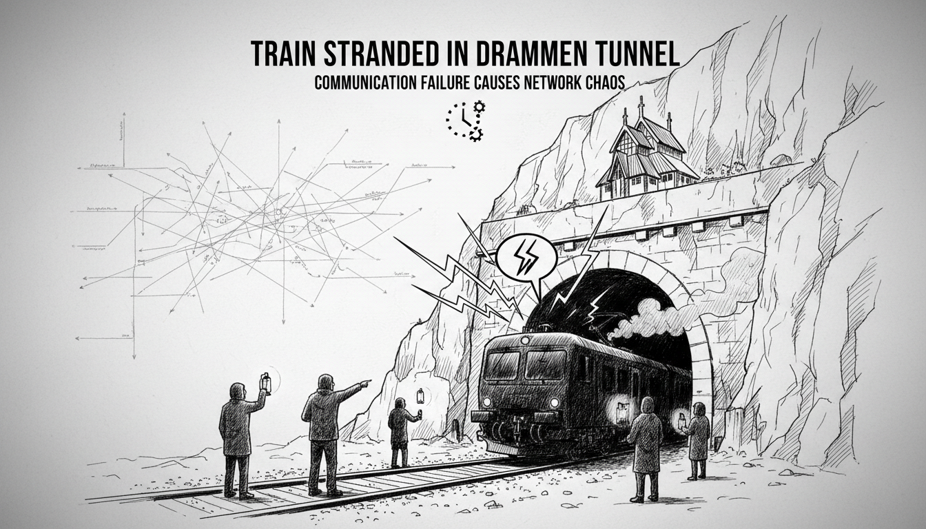 Train Stranded in Drammen Tunnel Due to Communication Failure