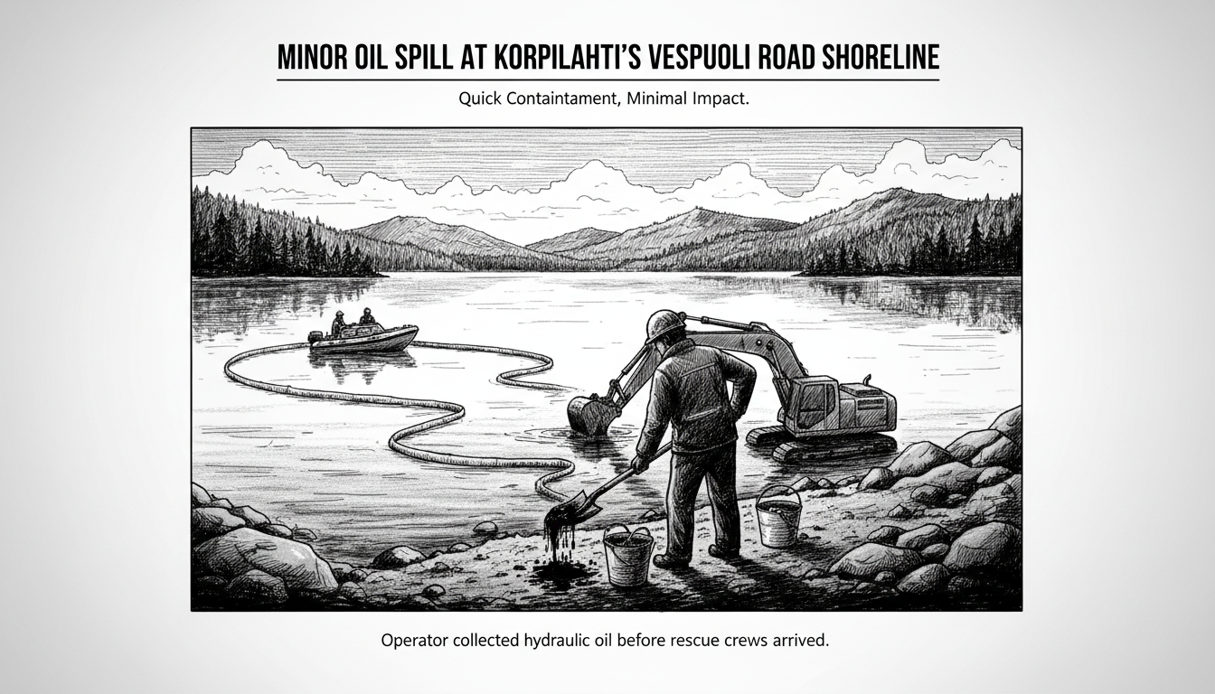 Minor Oil Spill at Korpilahti's Vespuoli Road Shoreline