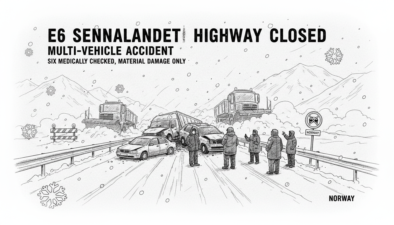 E6 Sennalandet Highway Closed After Multi-Vehicle Accident in Norway