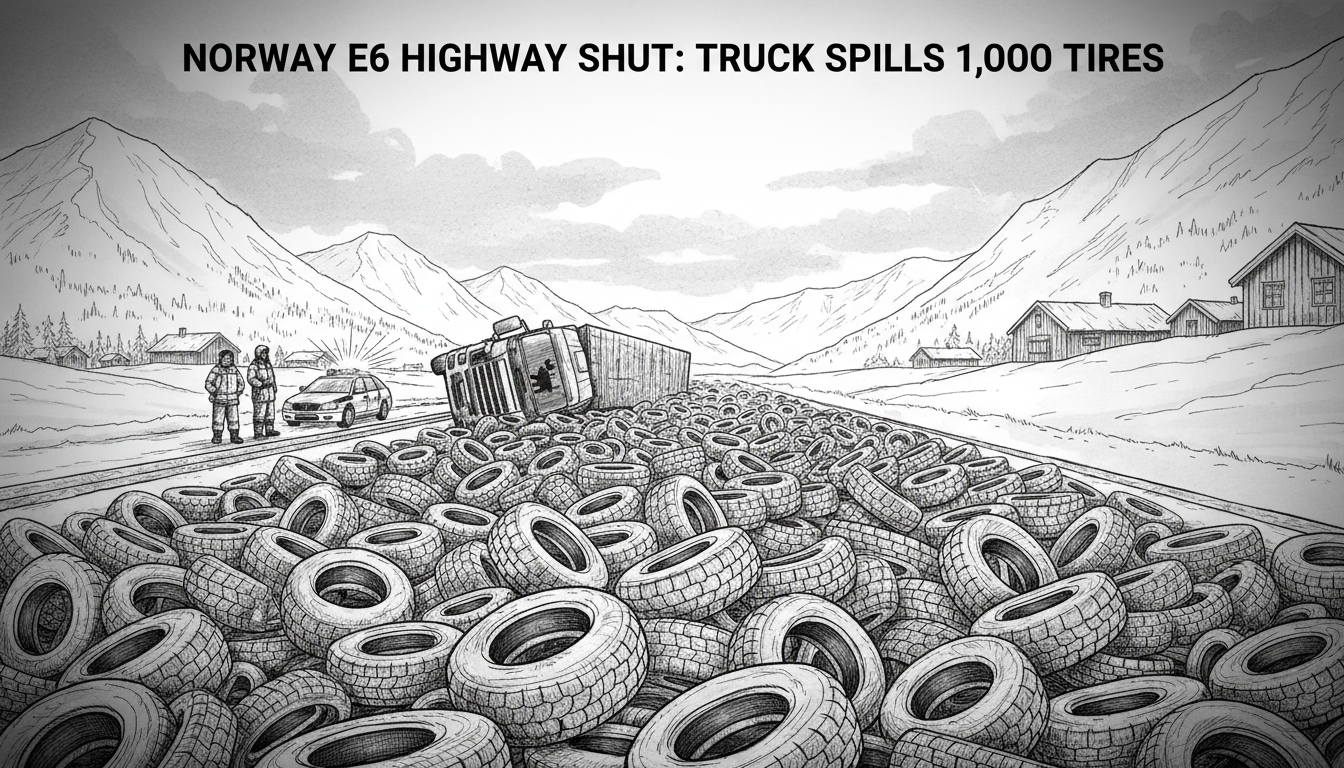 Norway E6 Highway Shut: Truck Spills 1,000 Tires