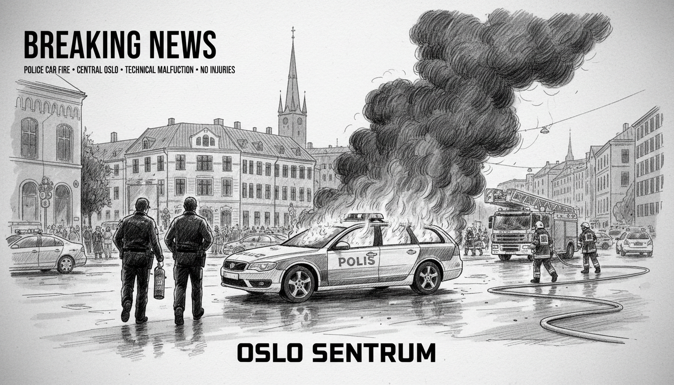 Police Car Catches Fire in Central Oslo