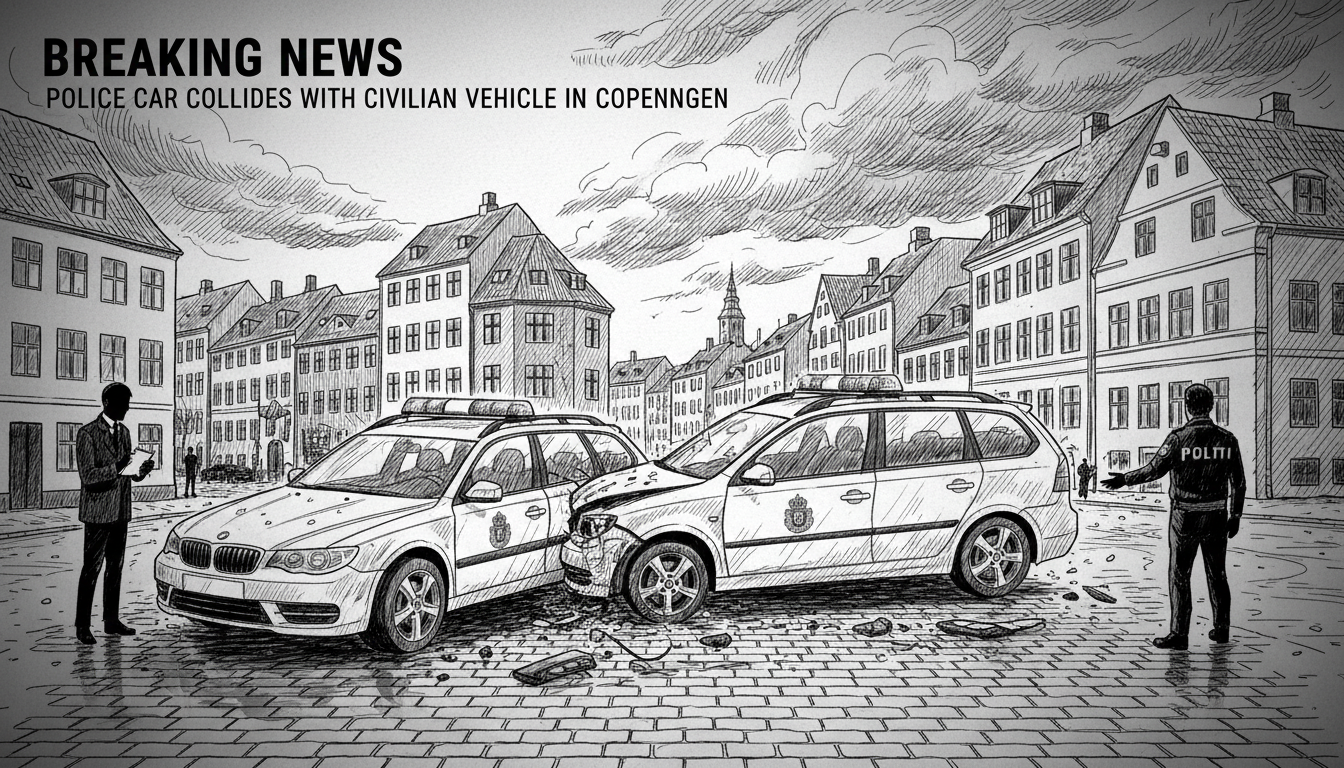 Police Car Collides with Civilian Vehicle During Emergency Response in Copenhagen
