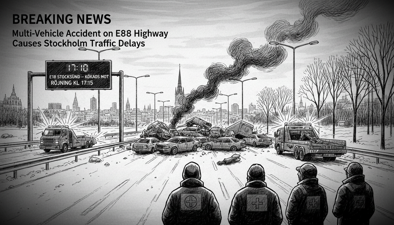 Multi-Vehicle Accident on E18 Highway Causes Stockholm Traffic Delays