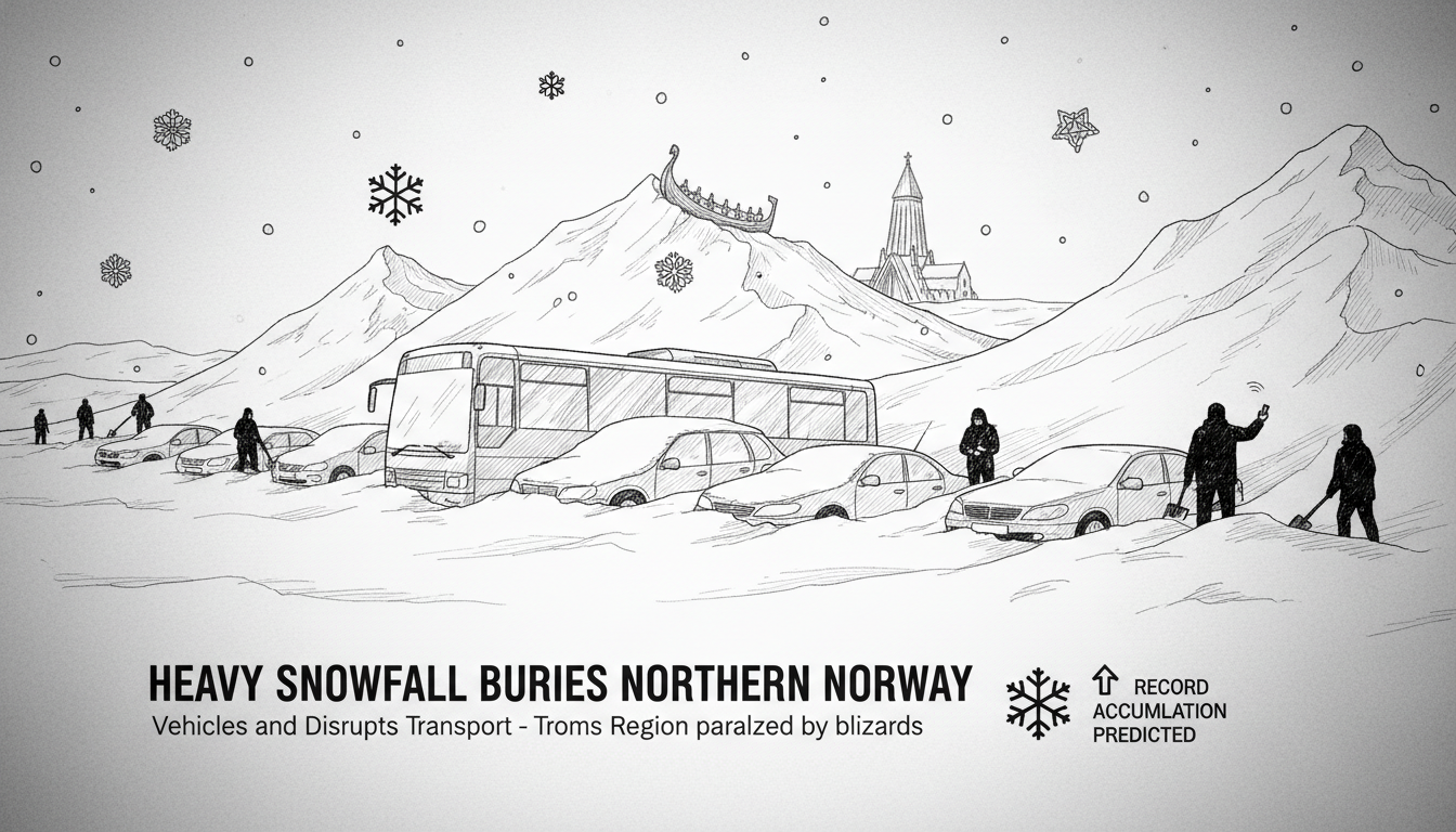 Heavy Snowfall Buries Northern Norway Vehicles and Disrupts Transport
