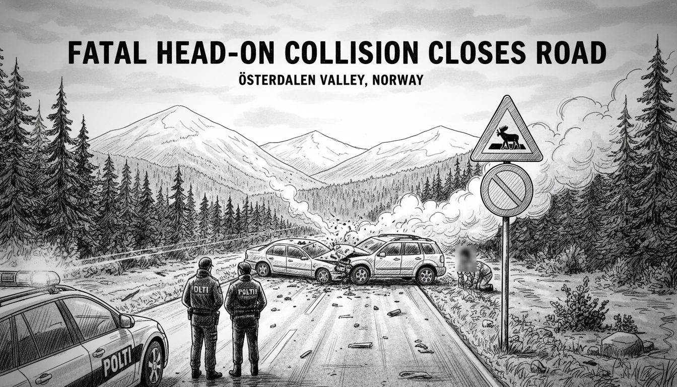 Fatal Head-On Collision Closes Road in Østerdalen Valley