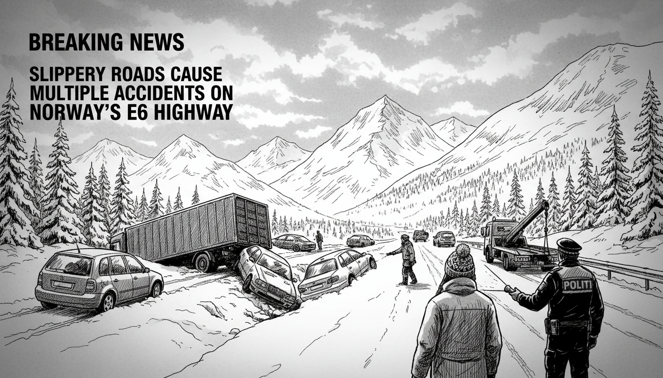 Slippery Roads Cause Multiple Accidents on Norway's E6 Highway