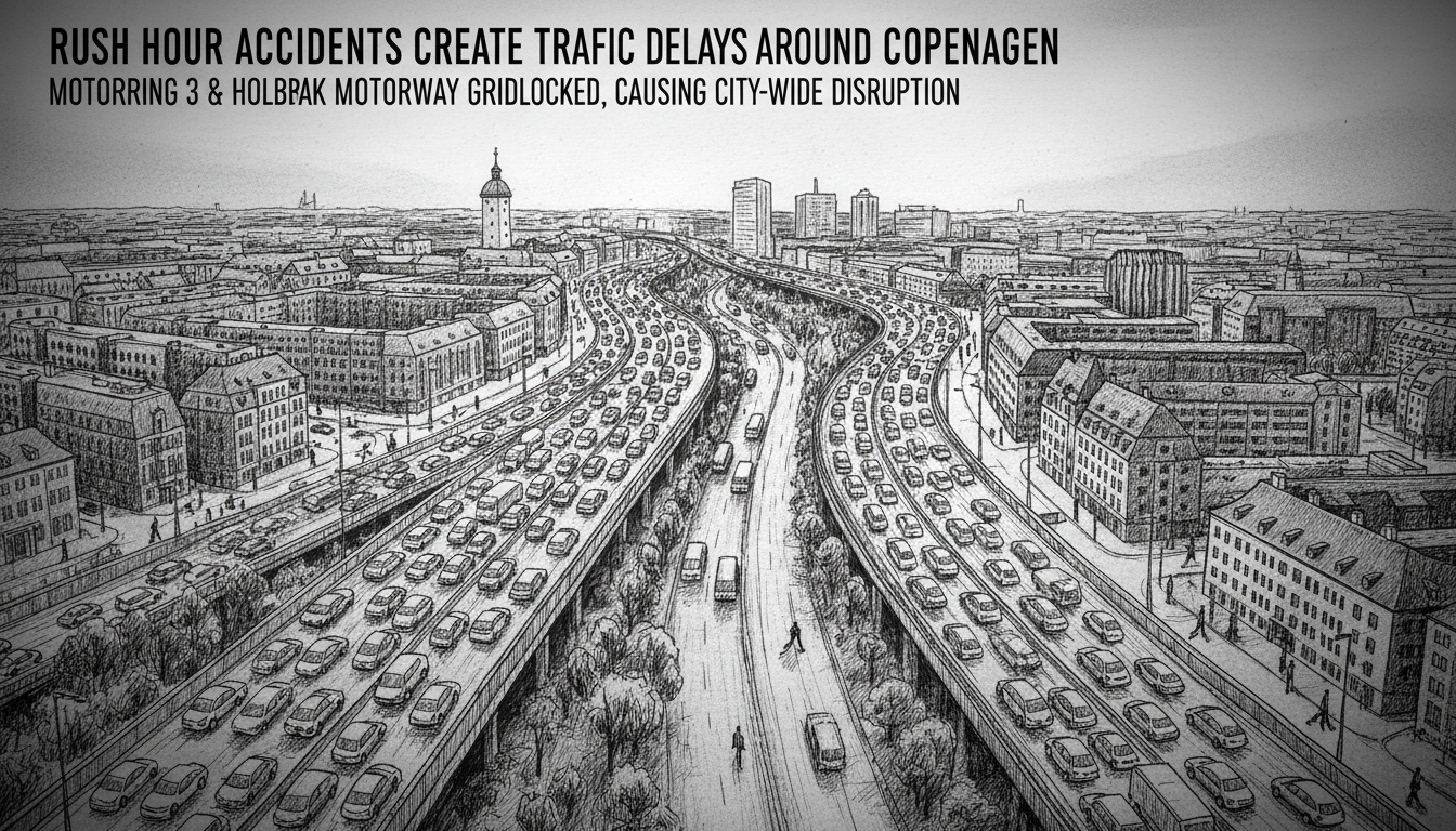 Rush Hour Accidents Create Major Traffic Delays Around Copenhagen
