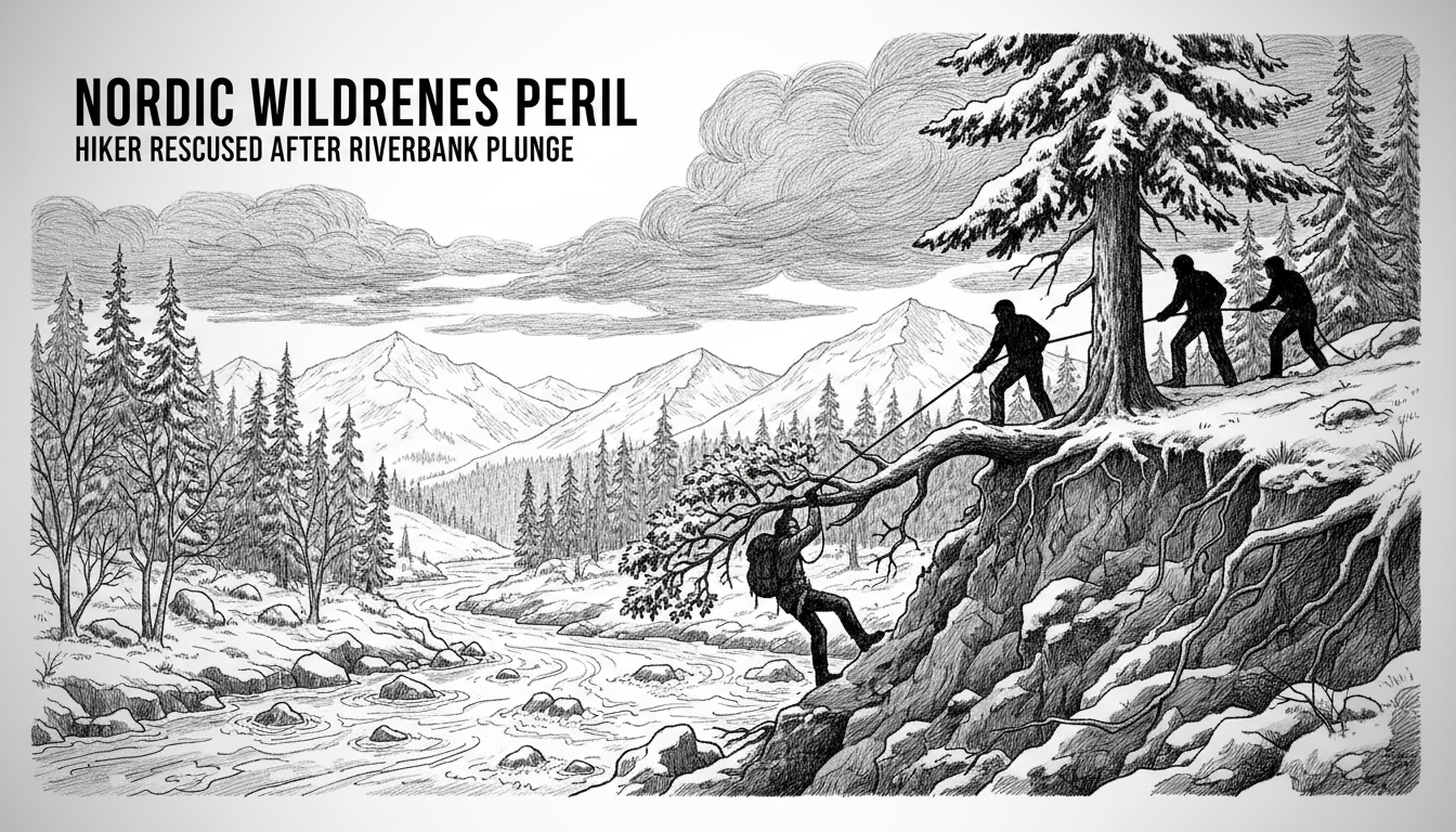 Hiker rescued after clinging to tree branch on steep Finnish riverbank