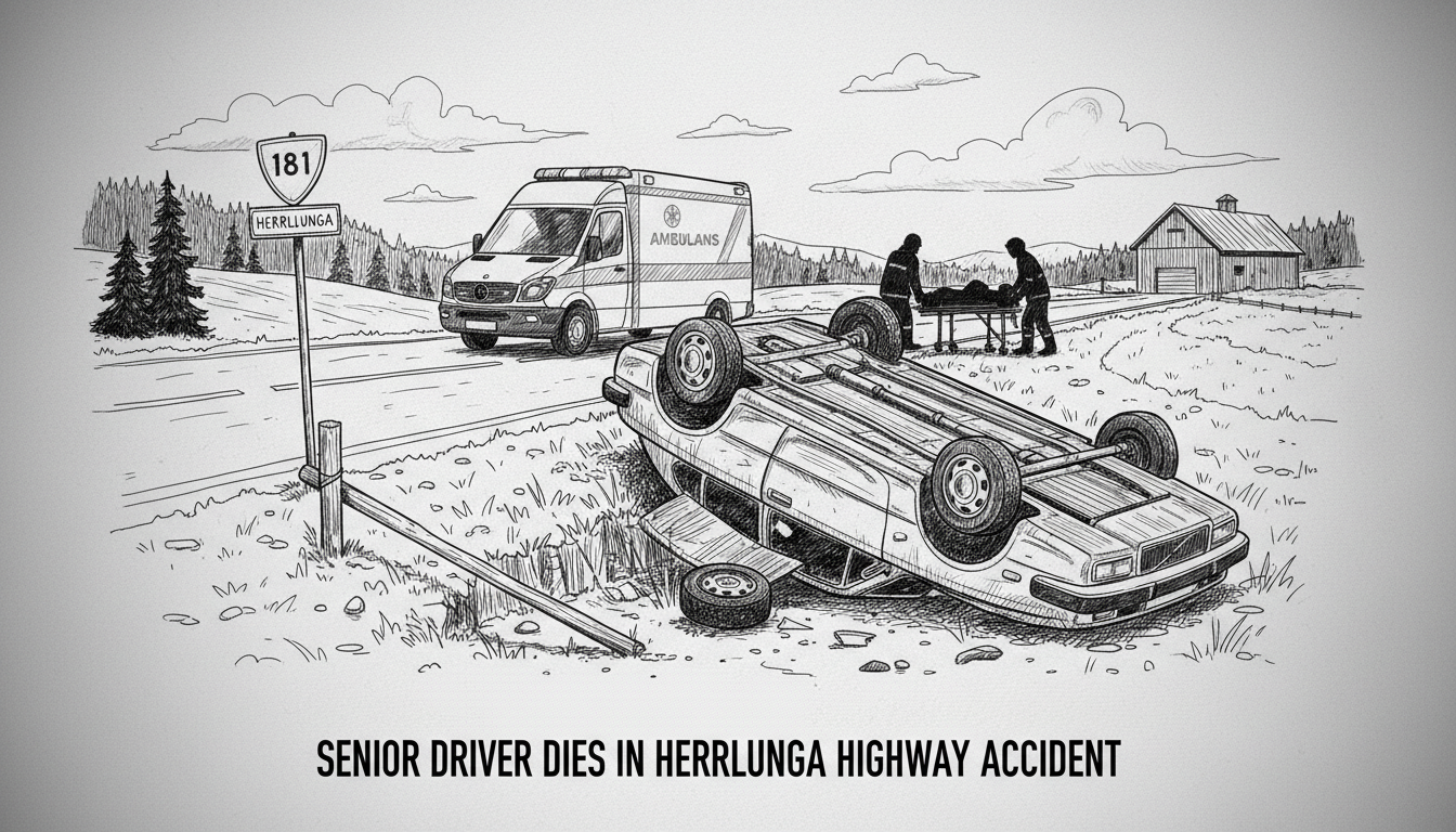 Senior Driver Dies in Herrljunga Highway Accident