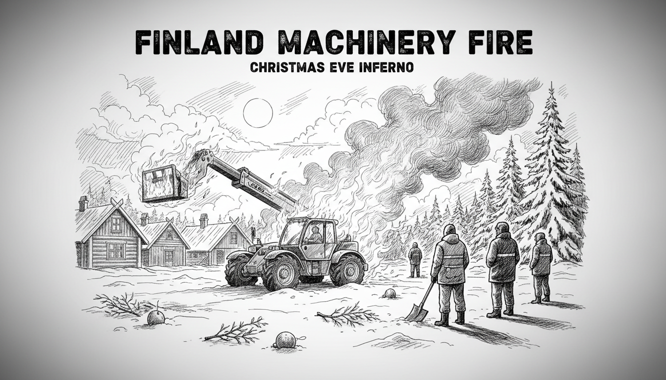 Finland Machinery Fire: Telehandler Ignites on Christmas Eve