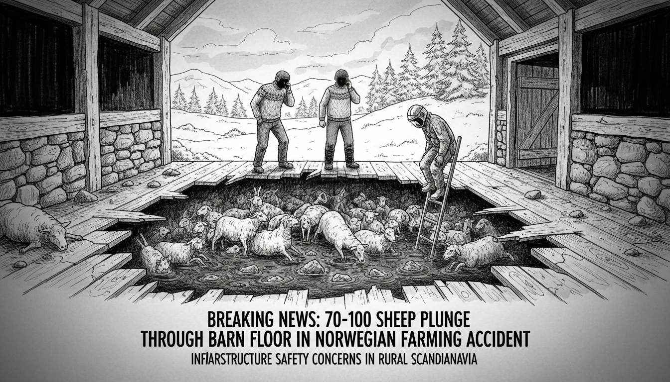 70-100 Sheep Fall Through Barn Floor in Norwegian Farming Accident
