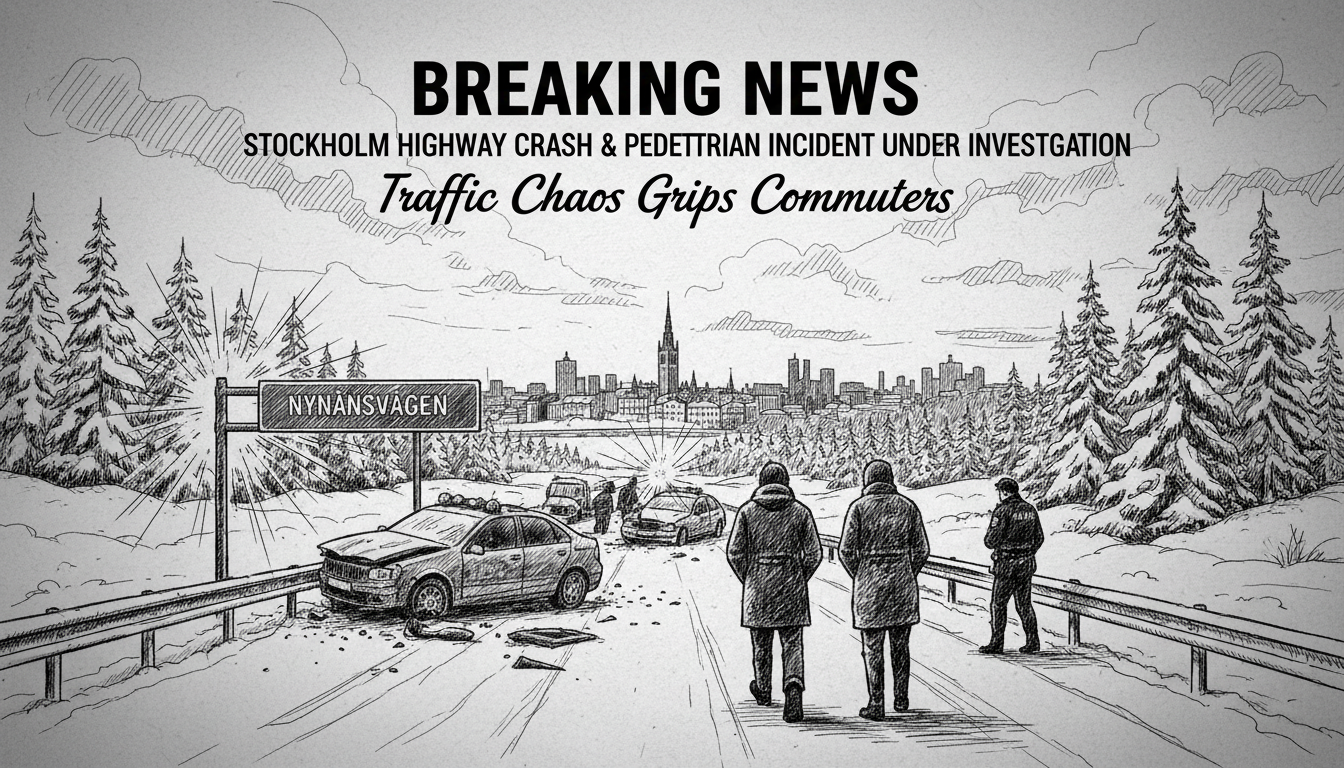 Stockholm Highway Crash and Pedestrian Incident Under Investigation